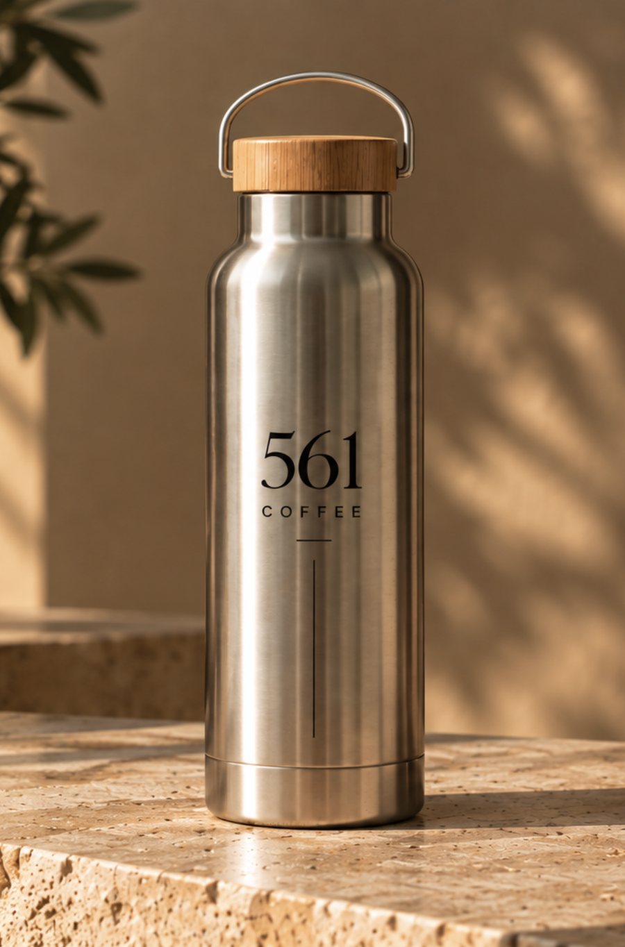 561 Coffee steel bottle with bamboo lid
